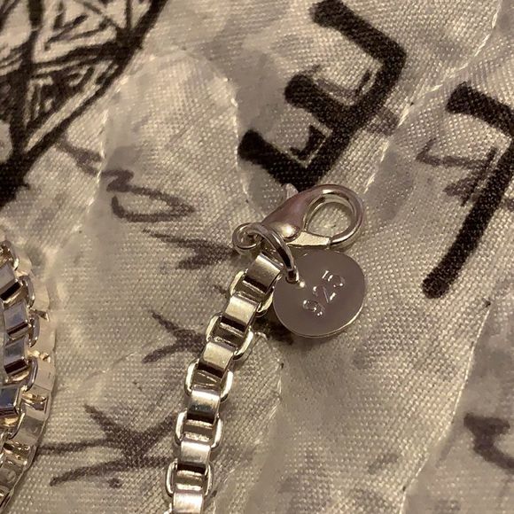 Sterling Silver Plated Square Link Chain Bracelet - Picture 9 of 9